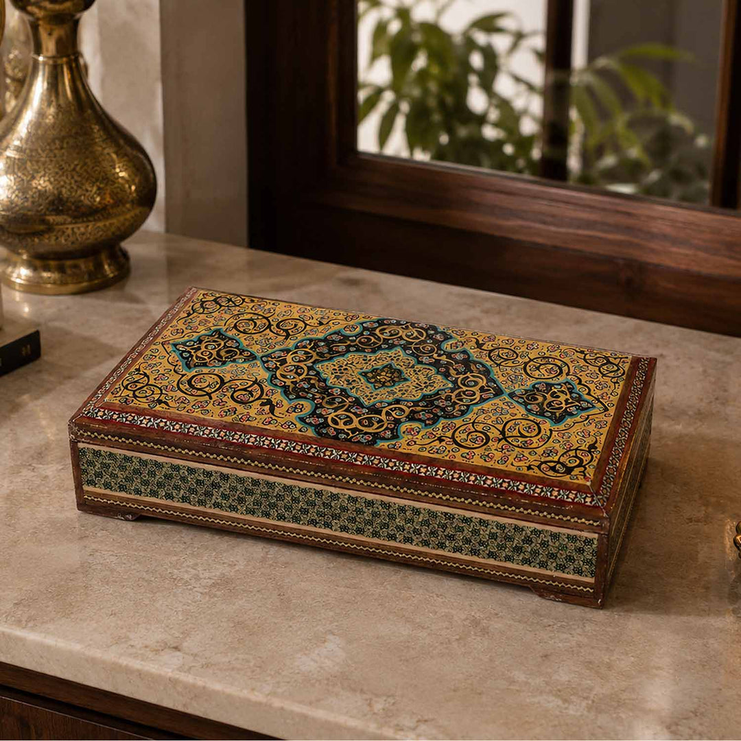 Handcrafted Hatem-Inlaid Wooden Box - WAAH274