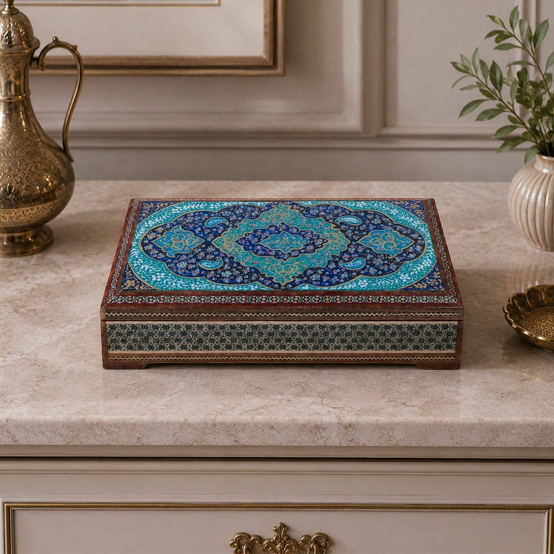 Handcrafted Hatem-Inlaid Wooden Box - WAAH275