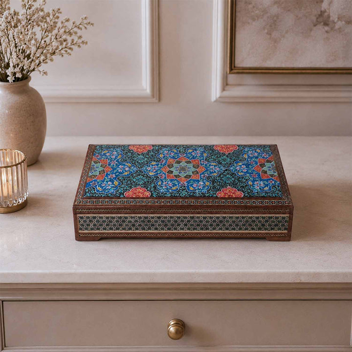 Handcrafted Hatem-Inlaid Wooden Box - WAAH276
