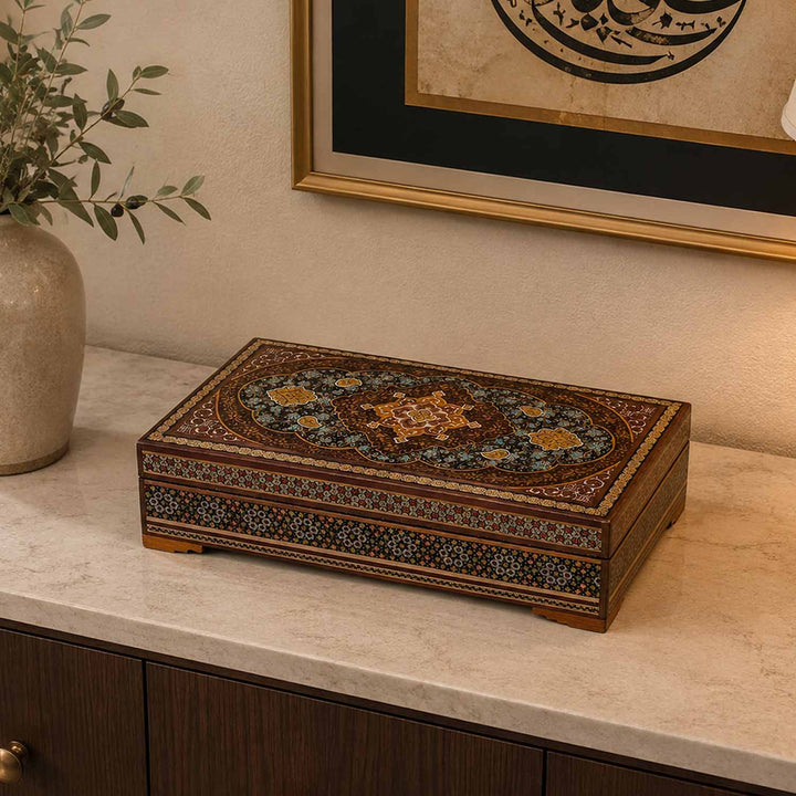 Handcrafted Hatem-Inlaid Wooden Box - WAAH279