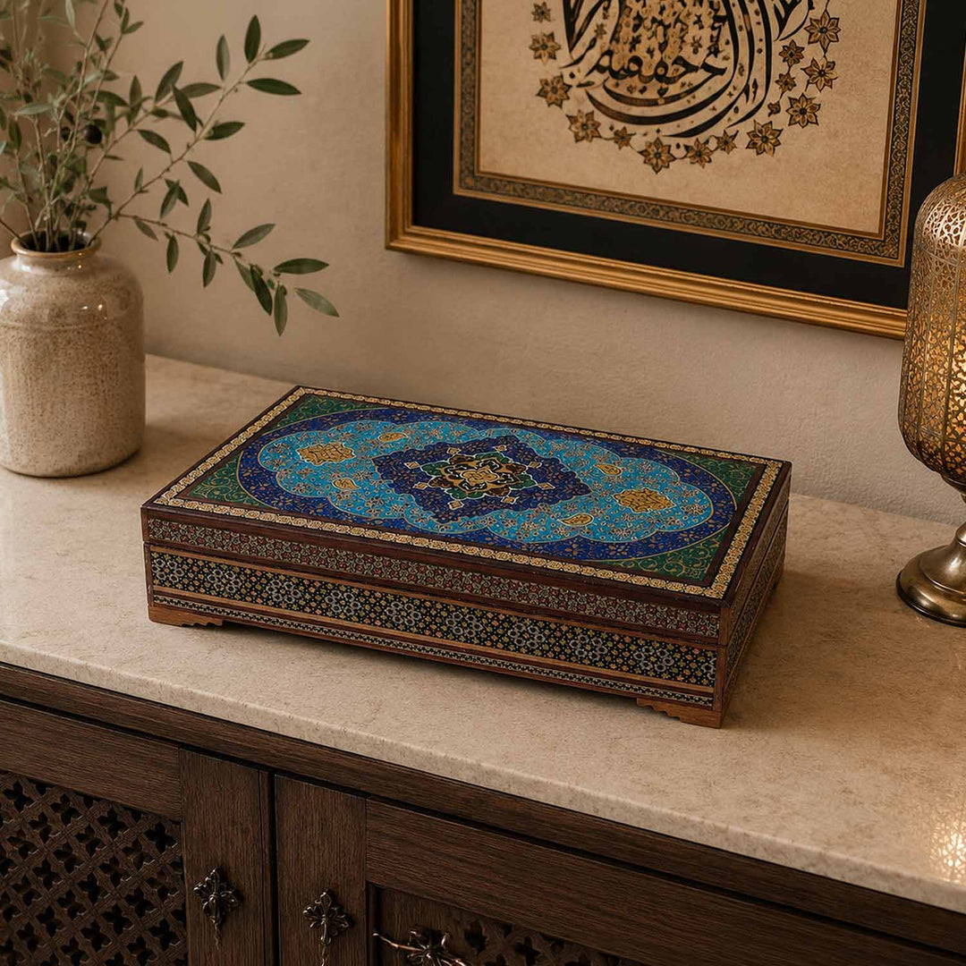 Handcrafted Hatem-Inlaid Wooden Box - WAAH280