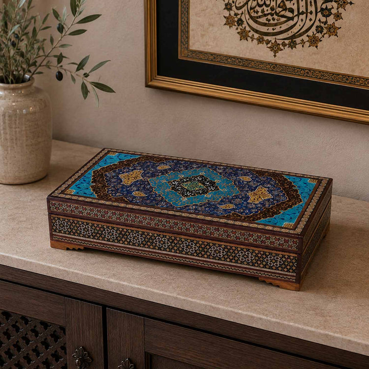 Handcrafted Hatem-Inlaid Wooden Box - WAAH281