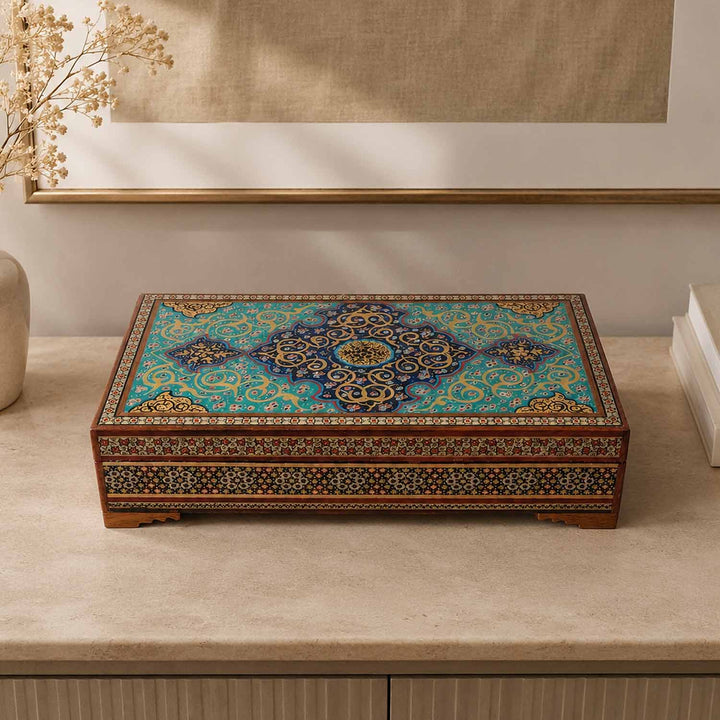 Handcrafted Hatem-Inlaid Wooden Box - WAAH282