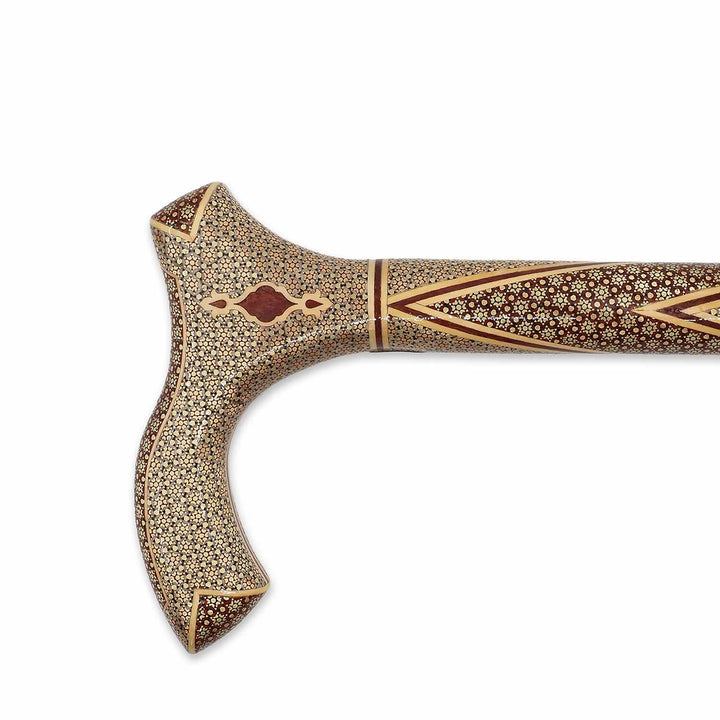 Handcrafted Hatem-Inlaid Wooden Walking Cane with Carrying Case - WAAH285