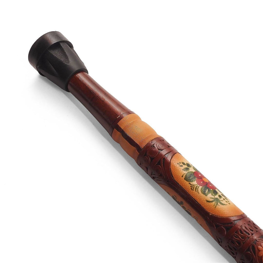 Handcrafted Leather-Covered Wooden Walking Cane - WAAH331