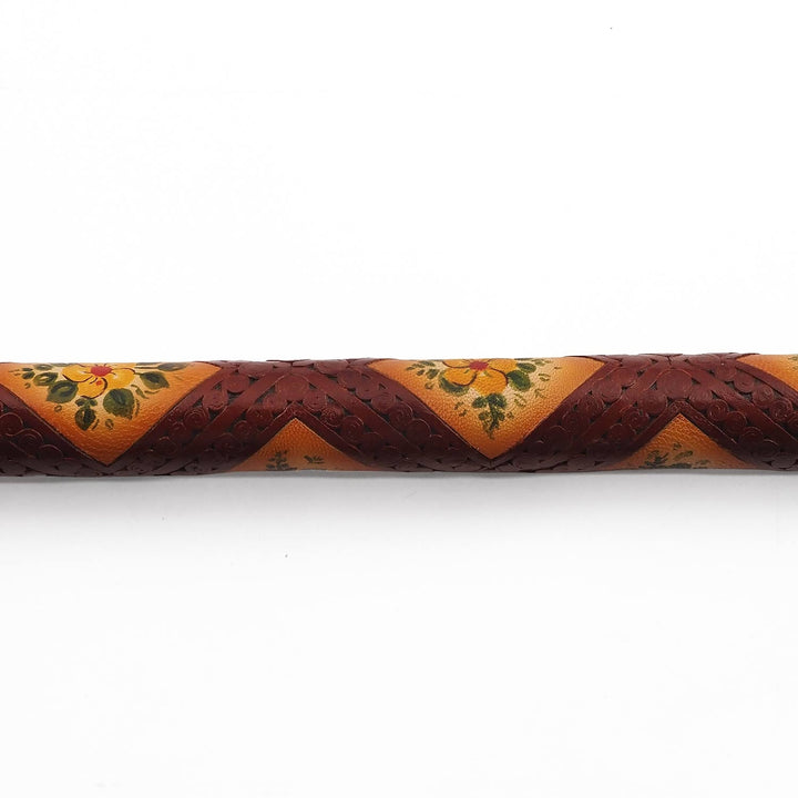 Handcrafted Leather-Covered Wooden Walking Cane - WAAH331