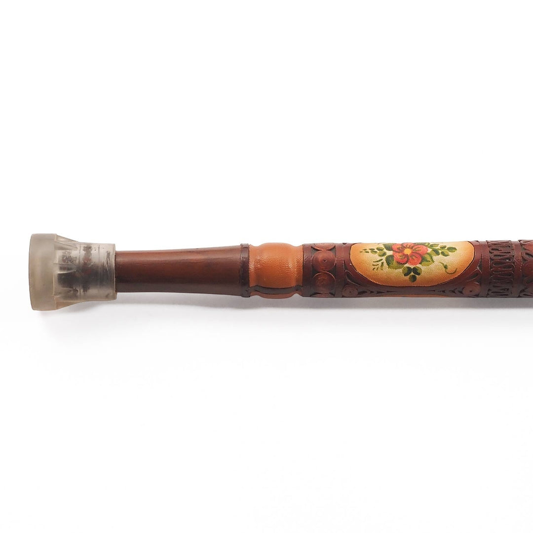 Handcrafted Leather-Covered Wooden Walking Cane - WAAH332