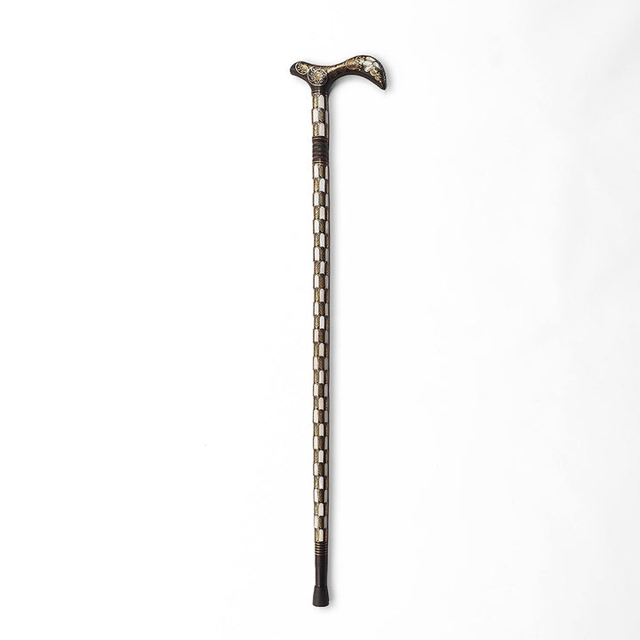 Handcrafted Mother-of-Pearl and Copper Wire Inlaid Wooden Walking Cane - WAAH333
