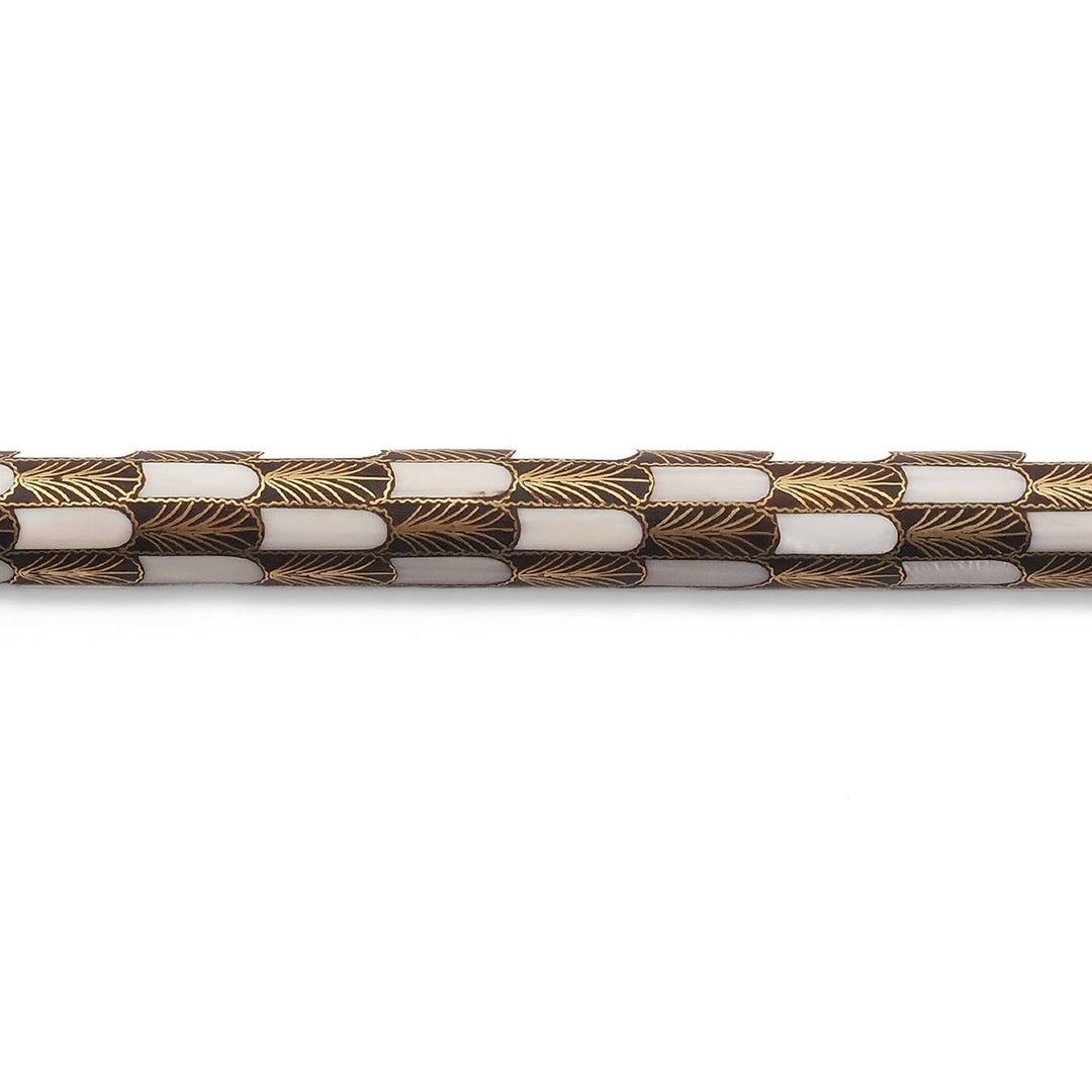 Handcrafted Mother-of-Pearl and Copper Wire Inlaid Wooden Walking Cane - WAAH333