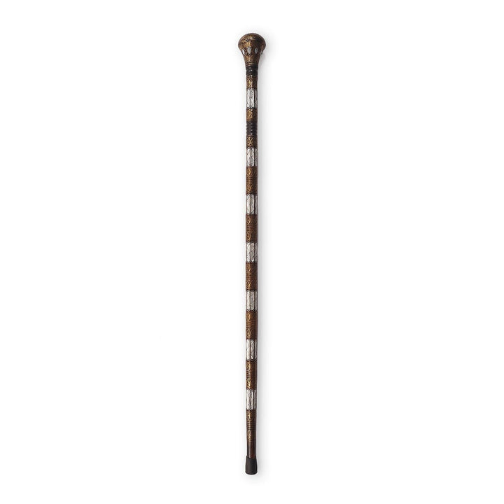 Handcrafted Mother-of-Pearl and Copper Wire Inlaid Wooden Walking Cane - WAAH334