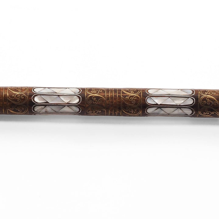 Handcrafted Mother-of-Pearl and Copper Wire Inlaid Wooden Walking Cane - WAAH334