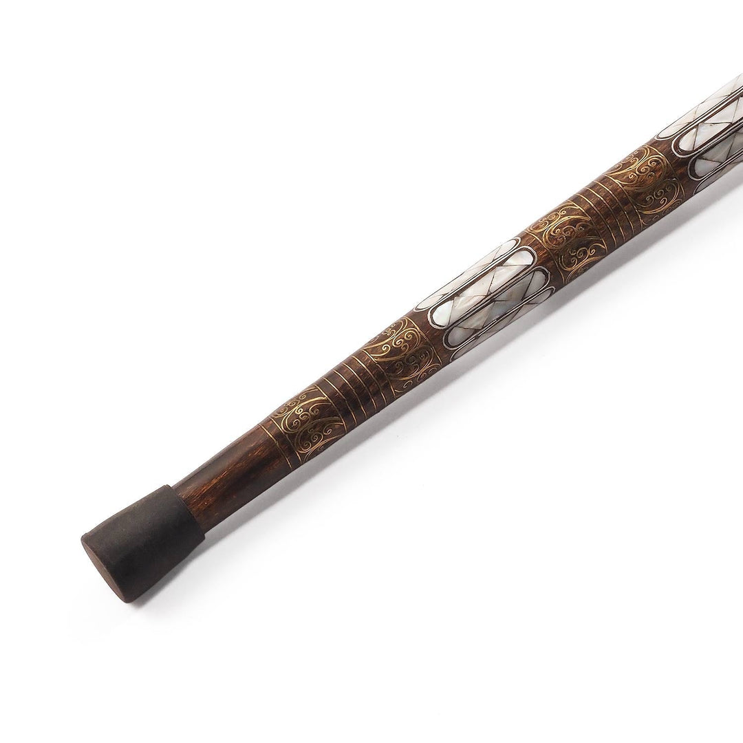 Handcrafted Mother-of-Pearl and Copper Wire Inlaid Wooden Walking Cane - WAAH334