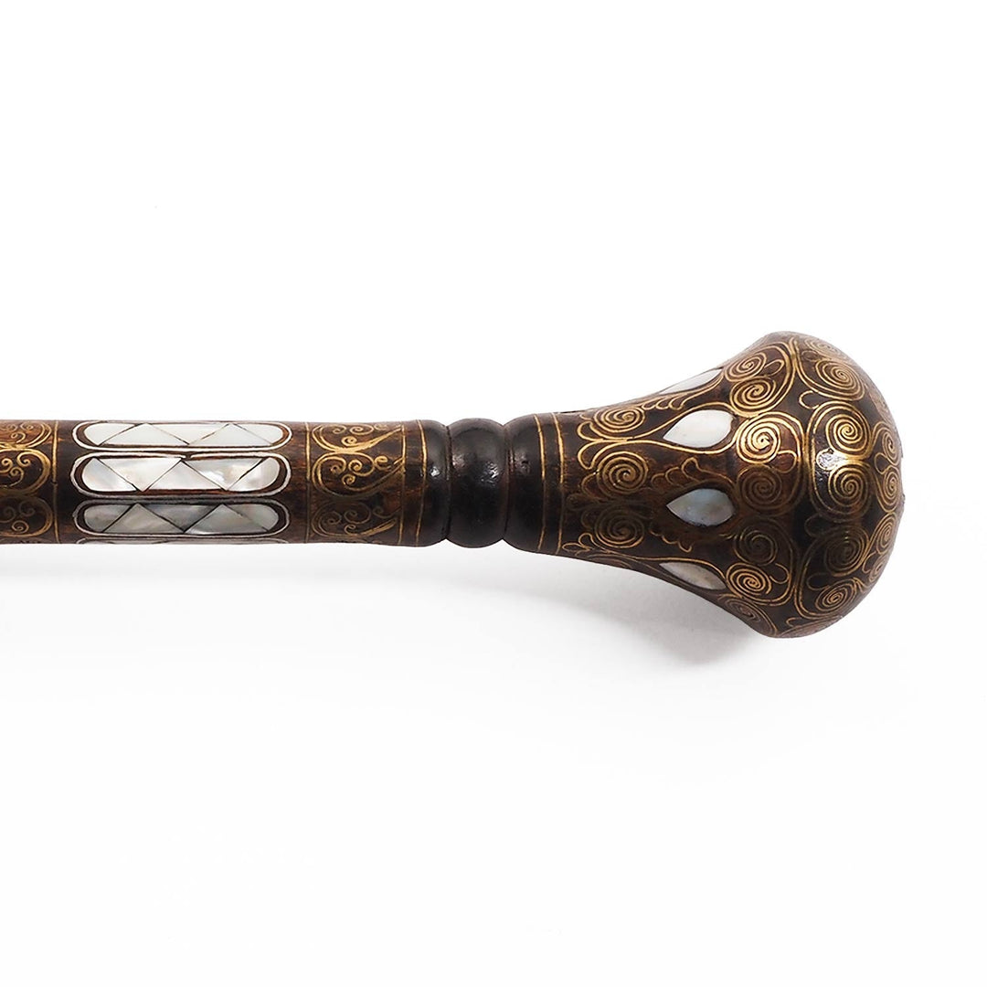Handcrafted Mother-of-Pearl and Copper Wire Inlaid Wooden Walking Cane - WAAH334