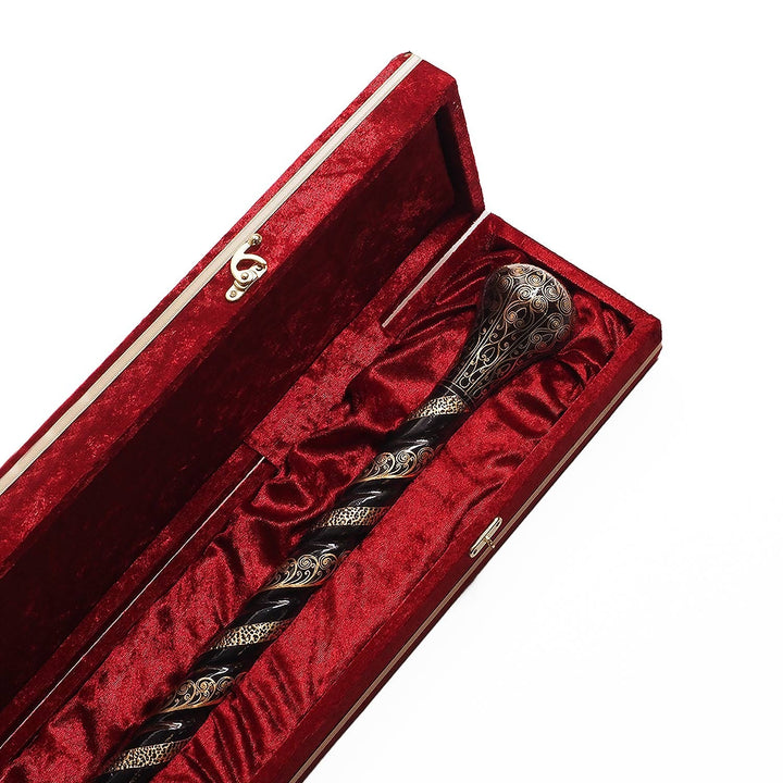 Handcrafted Copper-Inlaid Wooden Walking Cane - WAAH335