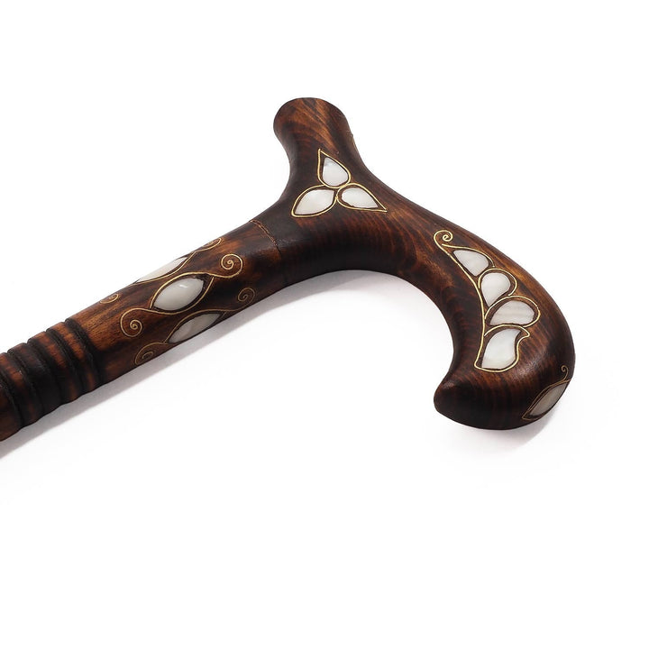 Handcrafted Mother-of-Pearl Inlaid Wooden Walking Cane - WAAH336