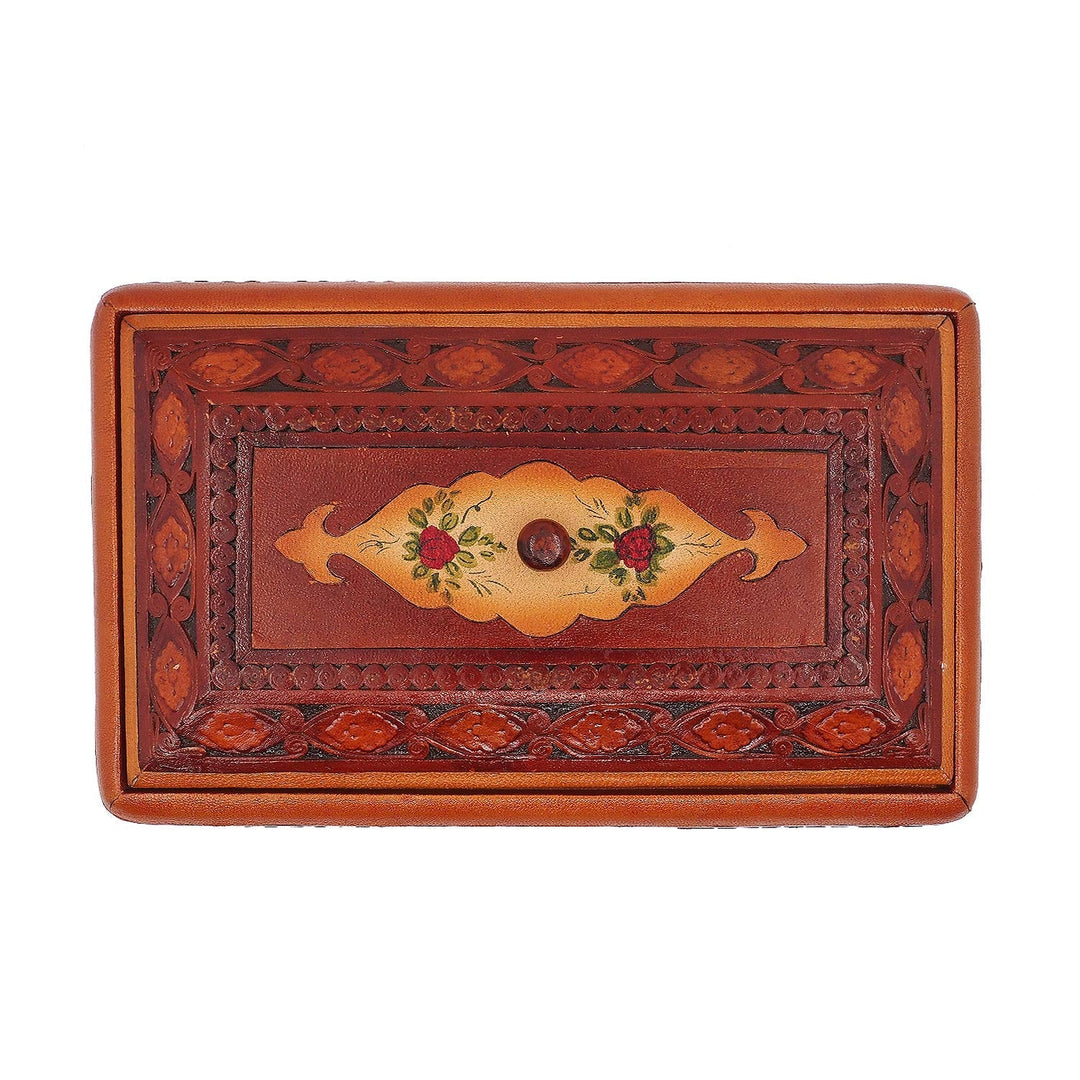 Leather-Covered Wooden Decorative Box (Medium Size) - WAAH361