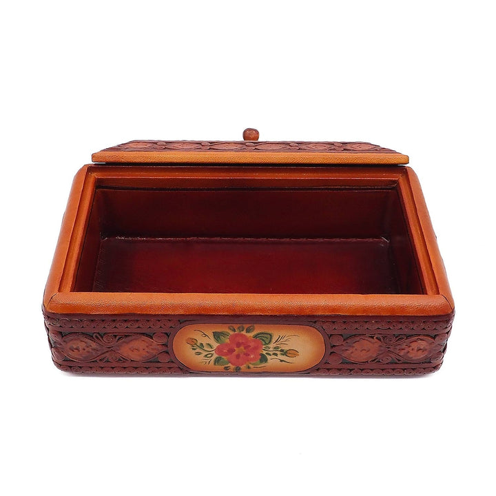Leather-Covered Wooden Decorative Box (Medium Size) - WAAH361