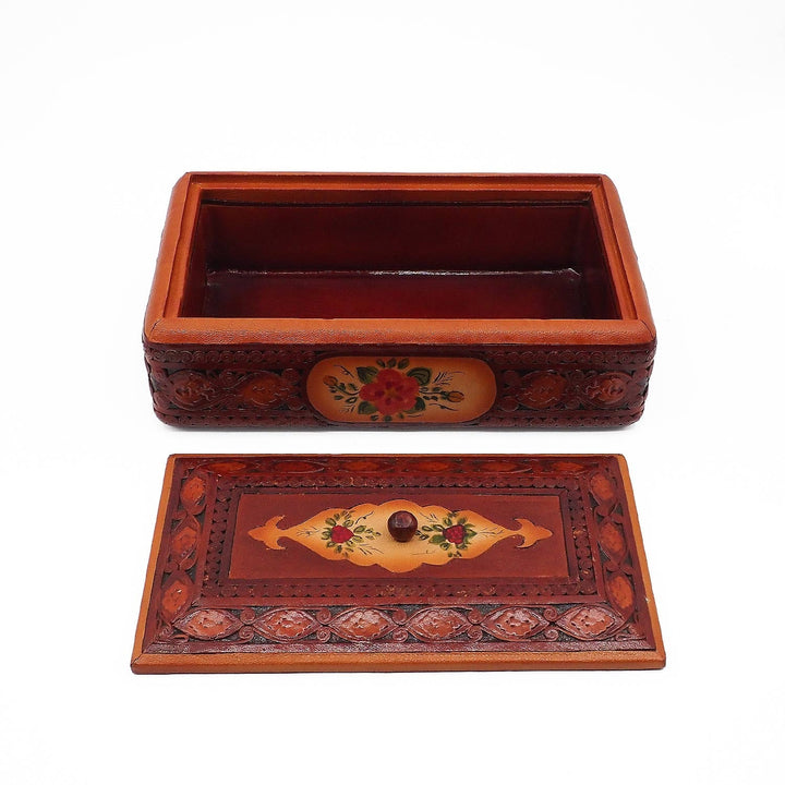 Leather-Covered Wooden Decorative Box (Medium Size) - WAAH361