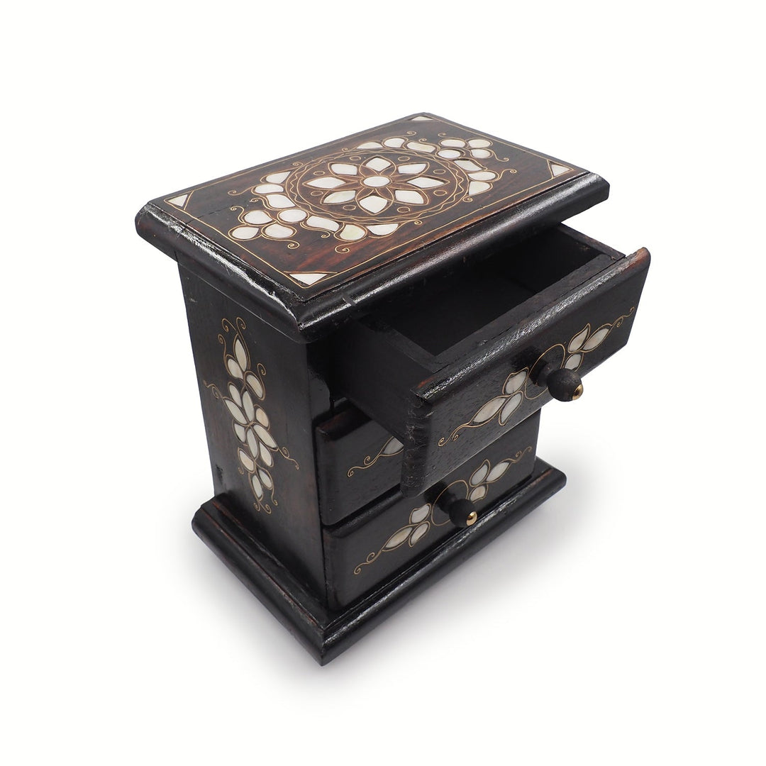 Handcrafted Mother-of-Pearl &amp; Copper Wire Inlaid Wooden Box - WAAH373