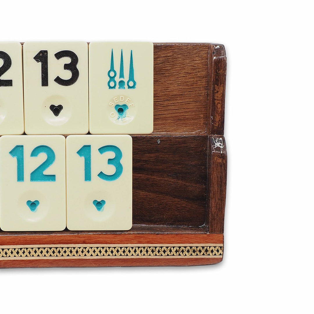Handcrafted Wooden Okey Set with Hatemkâri Inlay - WAAH384