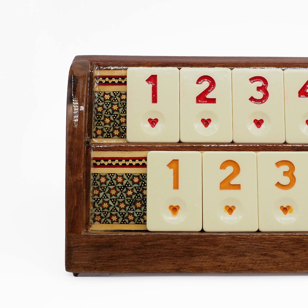 Handcrafted Wooden Okey Set with Hatemkâri Inlay - WAAH385