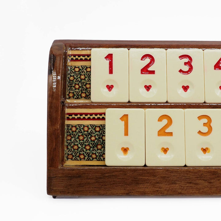 Handcrafted Wooden Okey Set with Hatemkâri Inlay - WAAH385