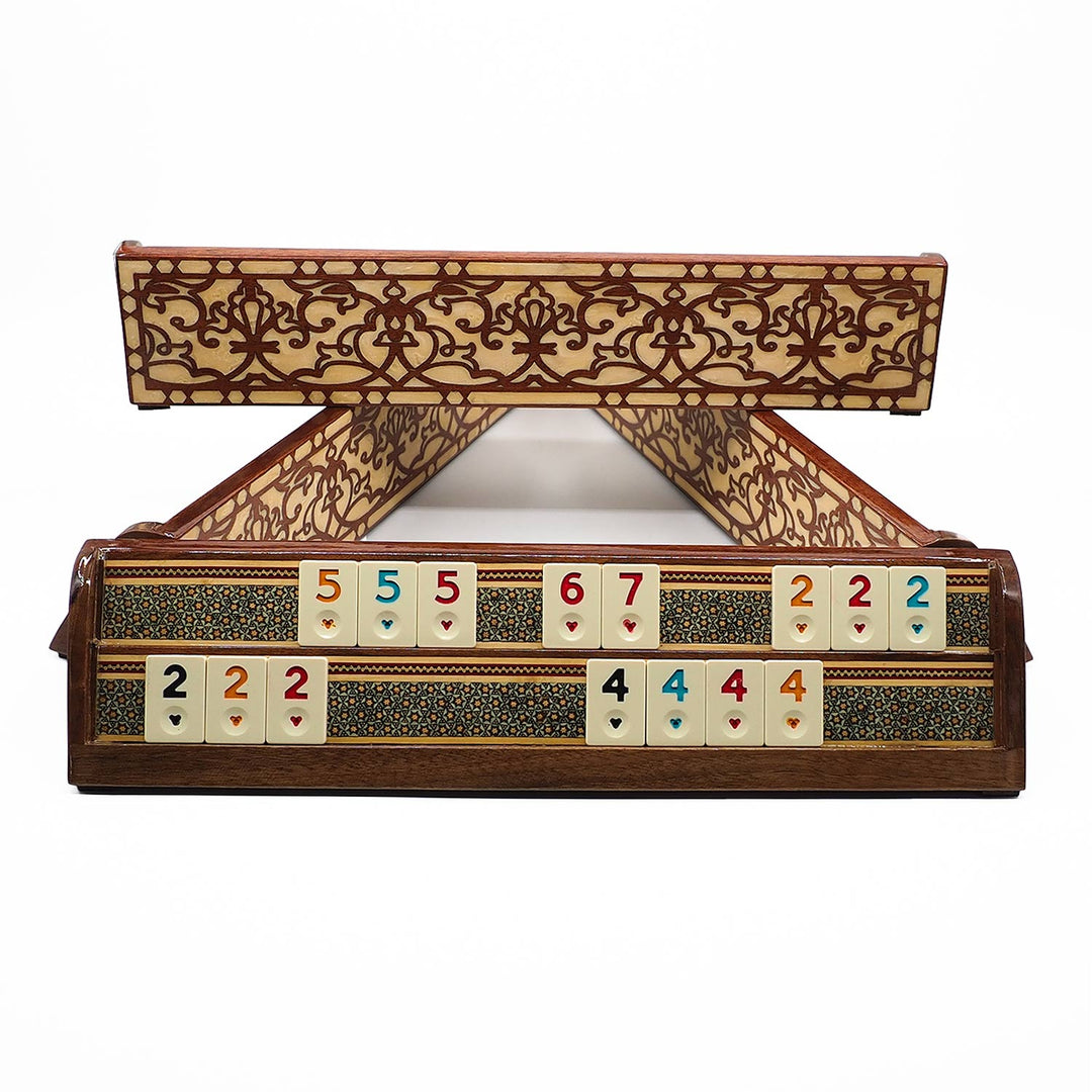Handcrafted Wooden Okey Set with Hatemkâri Inlay - WAAH385