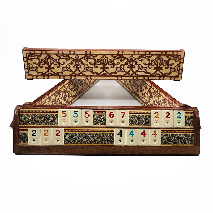 Handcrafted Wooden Okey Set with Hatemkâri Inlay - WAAH385