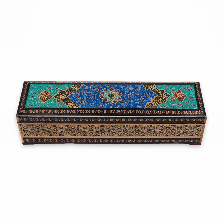 Traditional Motif | Handcrafted Hatem-Inlaid Wooden Box - WAAH386