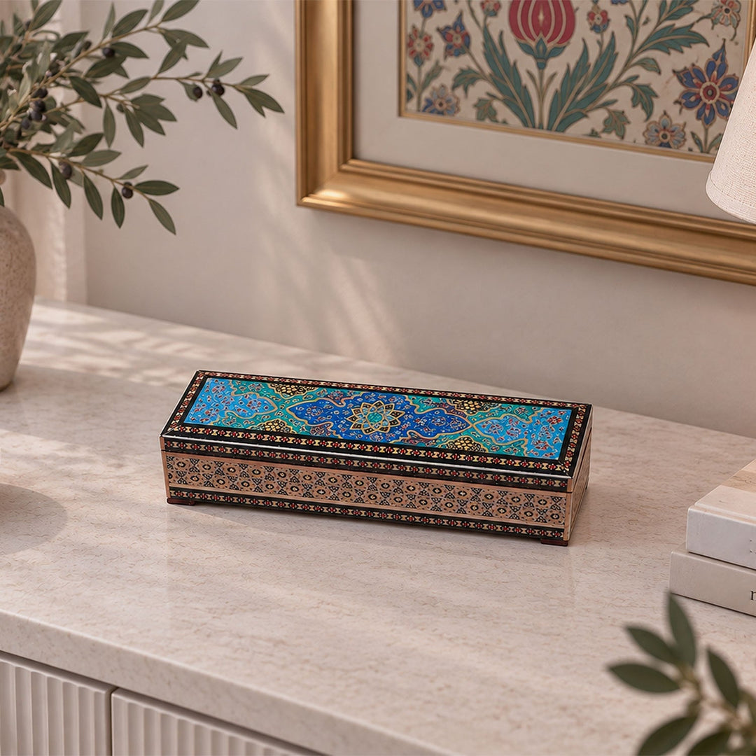 Traditional Motif | Handcrafted Hatem-Inlaid Wooden Box - WAAH387