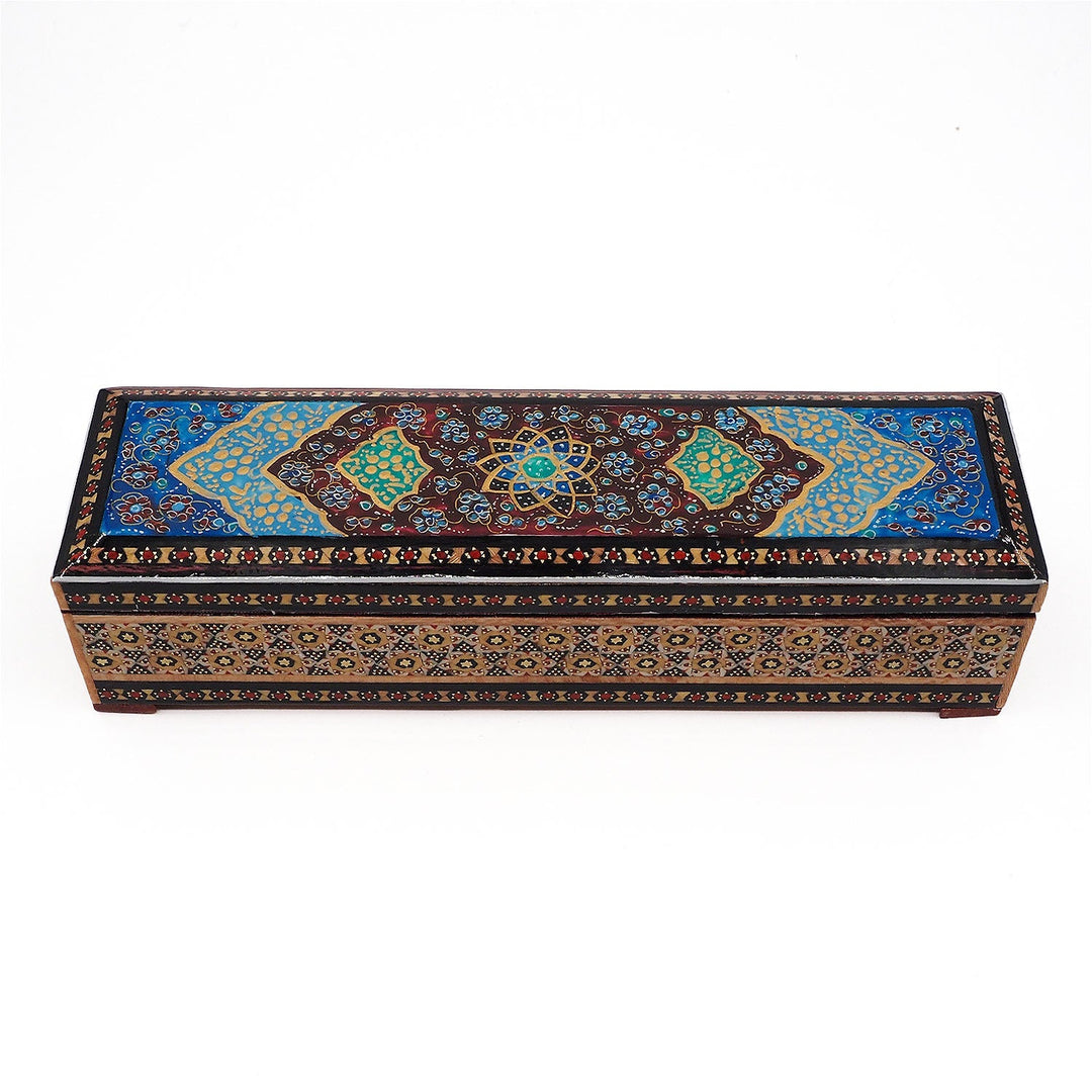Traditional Motif | Handcrafted Hatem-Inlaid Wooden Box - WAAH391