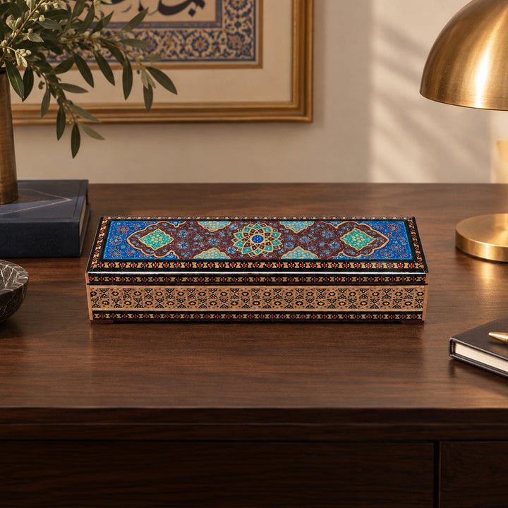Traditional Motif | Handcrafted Hatem-Inlaid Wooden Box - WAAH392
