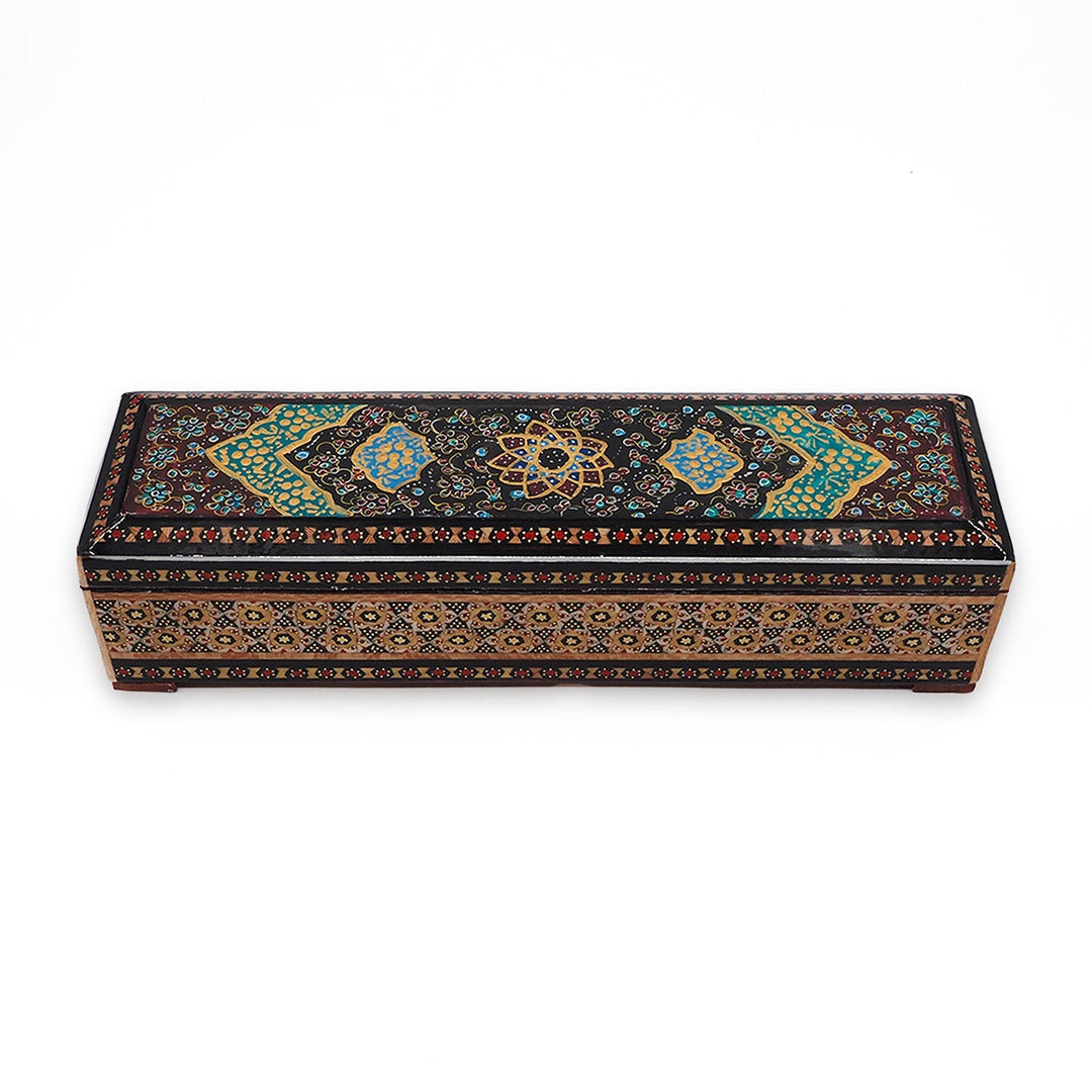 Traditional Motif | Handcrafted Hatem-Inlaid Wooden Box - WAAH393