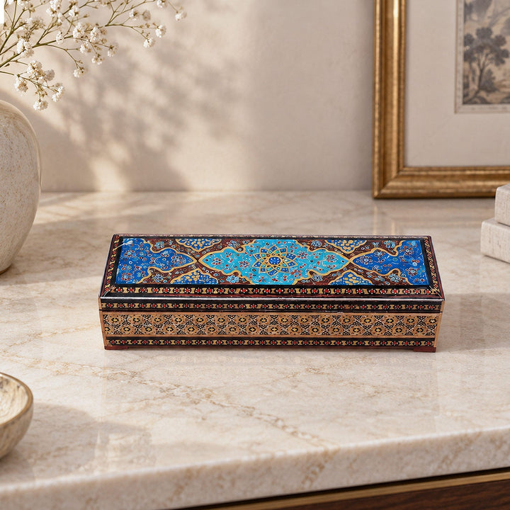 Traditional Motif | Handcrafted Hatem-Inlaid Wooden Box - WAAH402