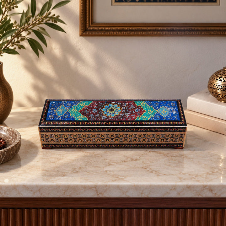 Traditional Motif | Handcrafted Hatem-Inlaid Wooden Box - WAAH403