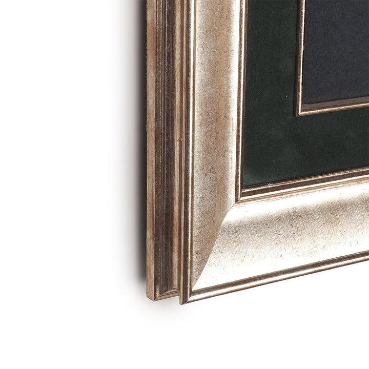 Gold Leaf Glass Wall Art Set with Elif, Lam and Mim Calligraphy, Green Matting and Wooden Frames - WAAH440