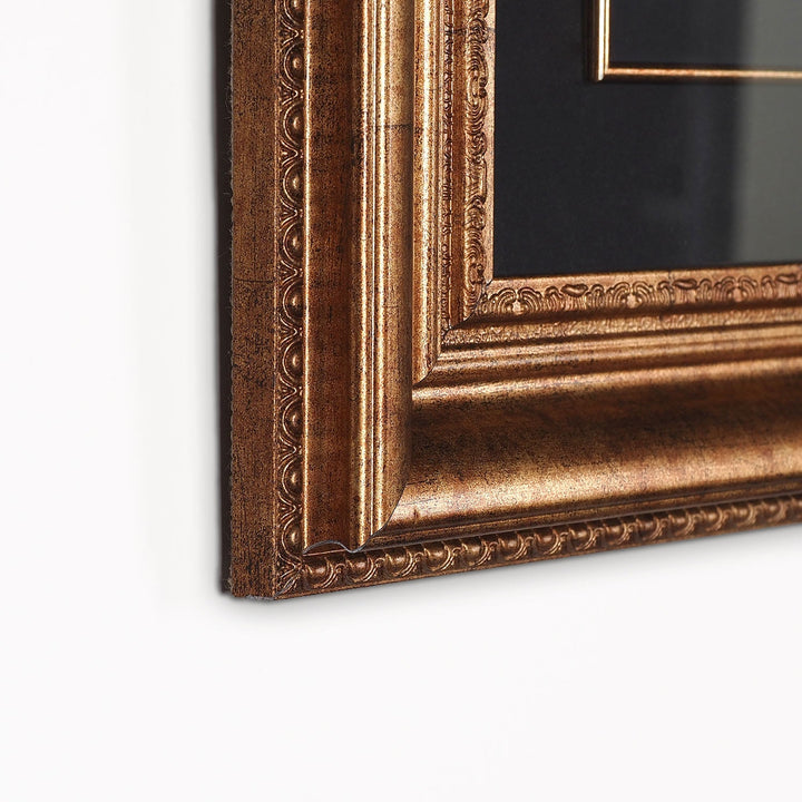 Gold Leaf Glass Wall Art with Nazar Verse from Surah Al-Qalam and Wooden Frame - WAAH441