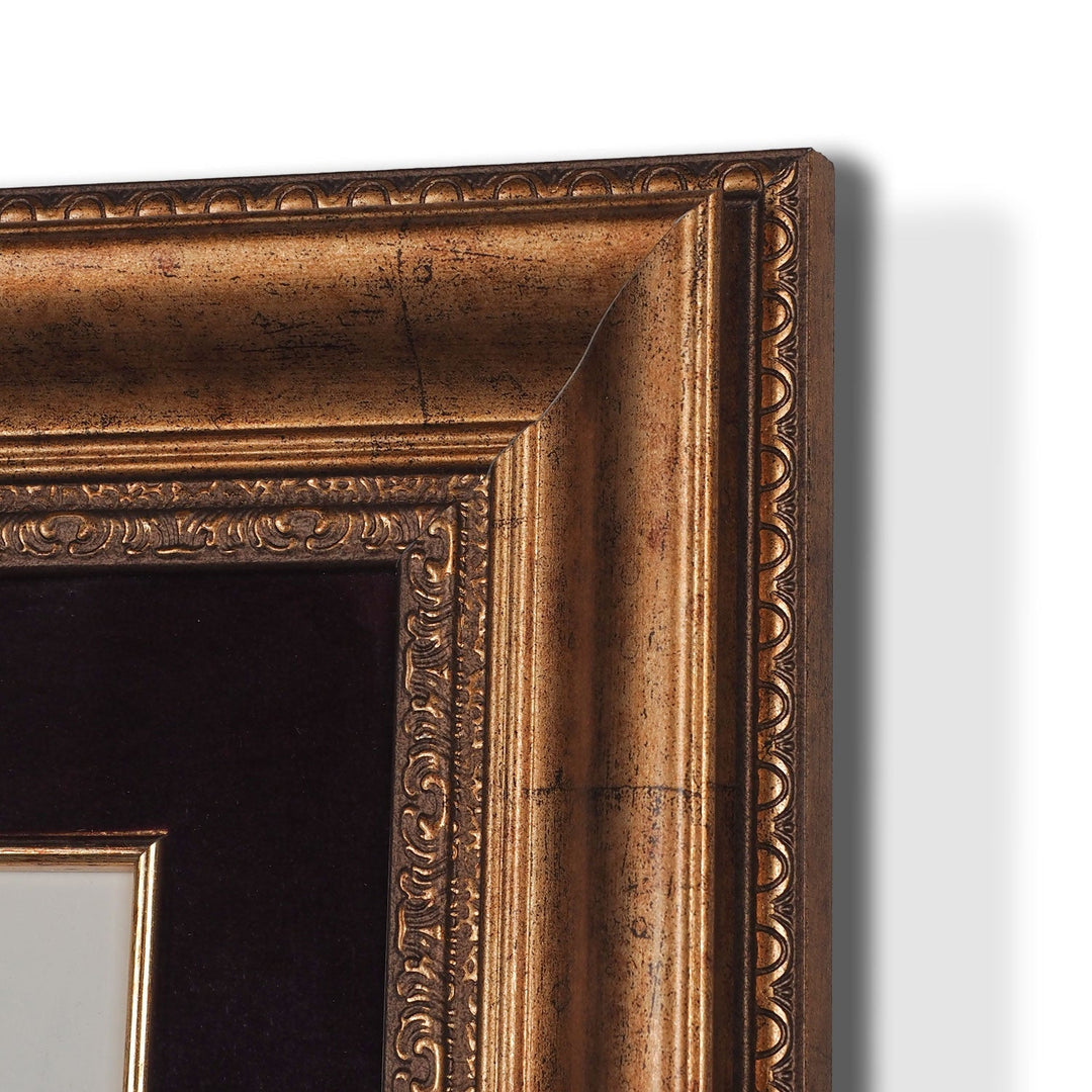 Hand-Painted Tulip and Asma ul-Husna Glass Wall Art with Gold Leaf Wooden Frame - WAAH448