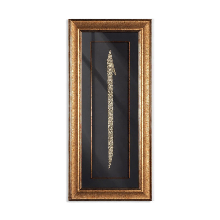 Gold Leaf Glass Wall Art with Surah Al-Fatiha in Elif Form and Wooden Frame - WAAH449