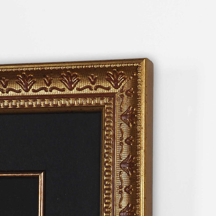 Gold Leaf Glass Wall Art with “Ya Malikel Mulk” Calligraphy and Ornate Wooden Frame - WAAH451