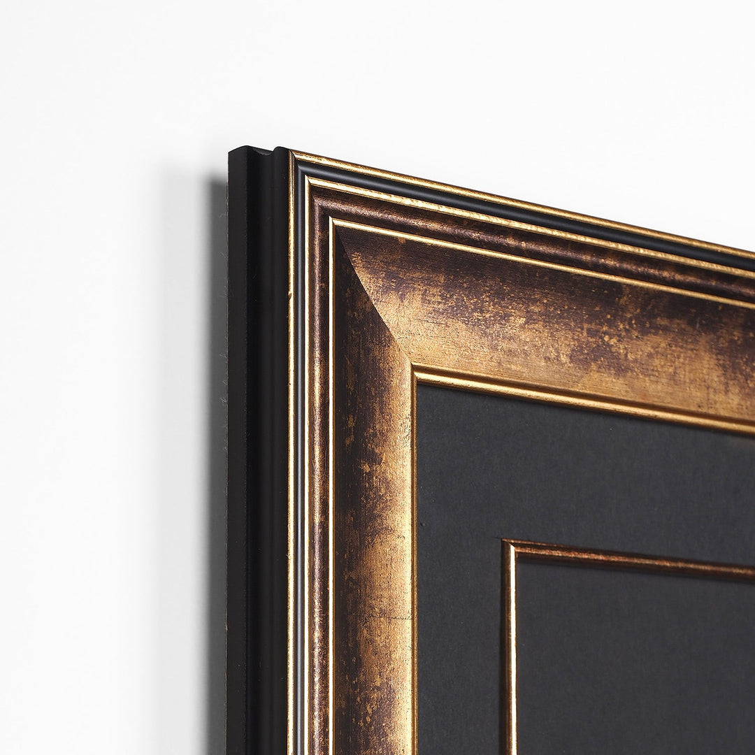 Gold Leaf Glass Wall Art with Ayat al-Kursi in Elif Form and Wooden Frame - WAAH459