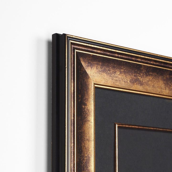 Gold Leaf Glass Wall Art with Ayat al-Kursi in Elif Form and Wooden Frame - WAAH459