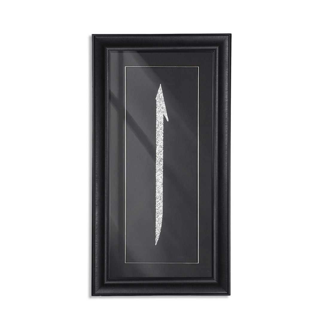 Silver Leaf Glass Wall Art Set with Elif, Lam and Mim Calligraphy, Wooden Frames - WAAH463