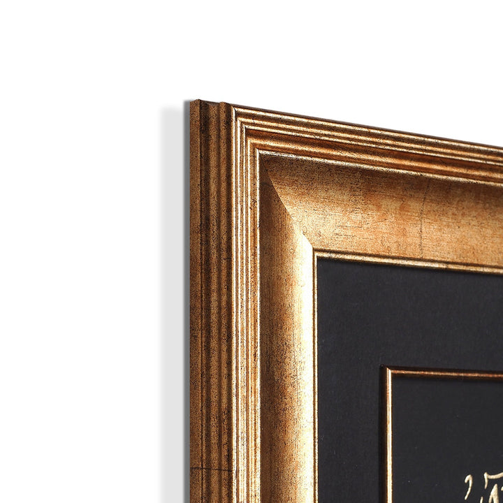 Gold Leaf Glass Wall Art with Surah Ar-Rahman and Wooden Frame - WAAH468