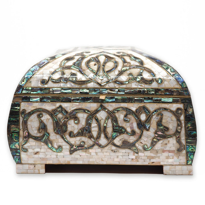 Handcrafted Wooden Box with Abalone Mother-of-Pearl Inlay - WAAH472