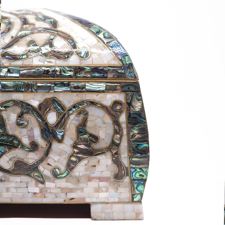 Handcrafted Wooden Box with Abalone Mother-of-Pearl Inlay - WAAH472