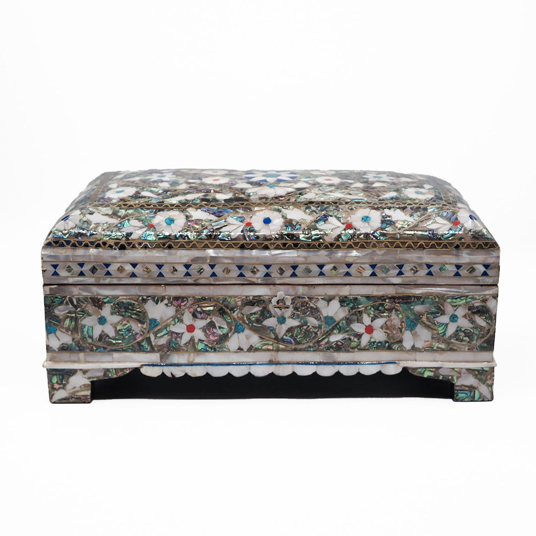 Handcrafted Wooden Box with Abalone Mother-of-Pearl Inlay - WAAH475