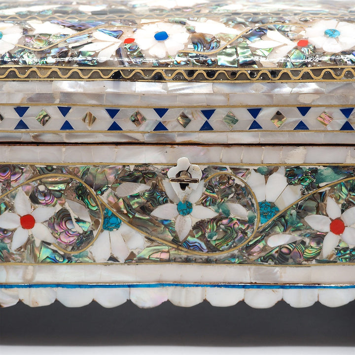 Handcrafted Wooden Box with Abalone Mother-of-Pearl Inlay - WAAH475
