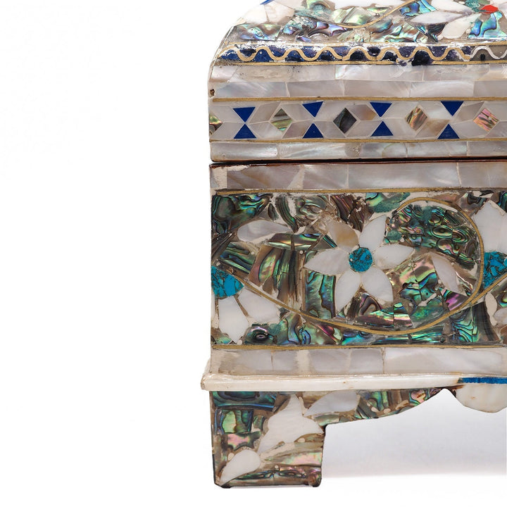 Handcrafted Wooden Box with Abalone Mother-of-Pearl Inlay - WAAH475