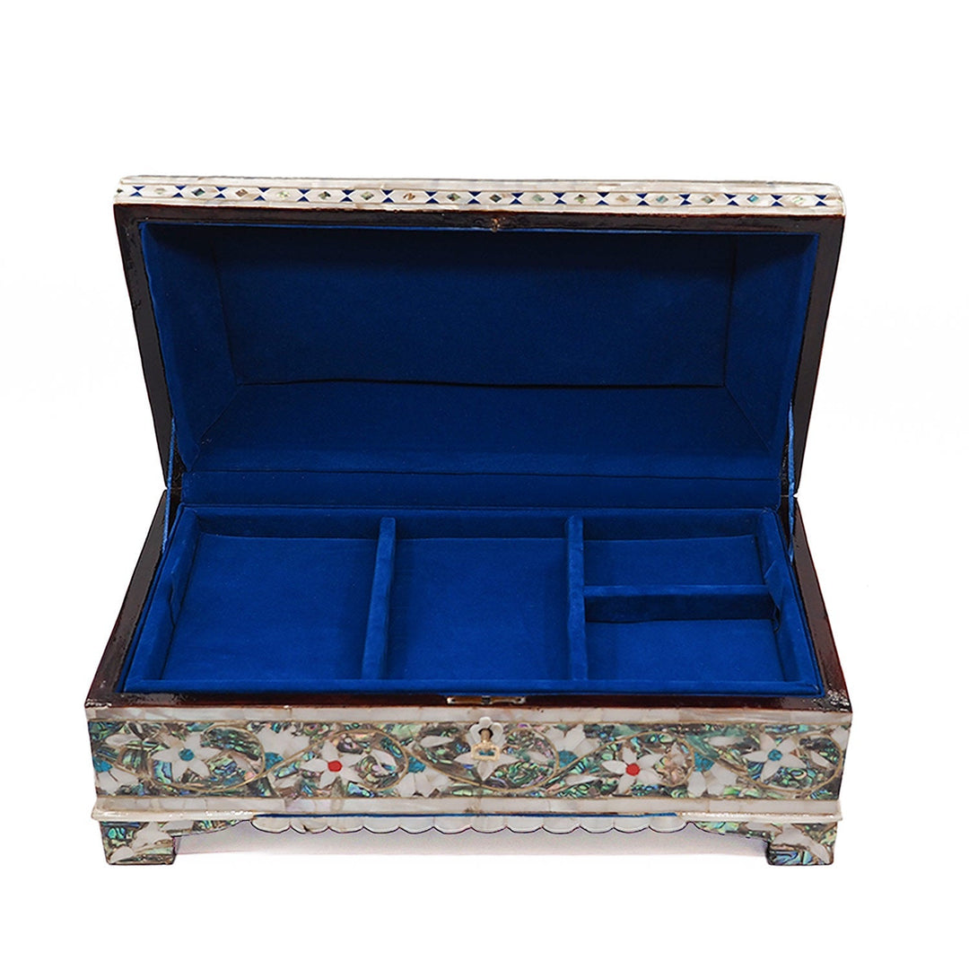 Handcrafted Wooden Box with Abalone Mother-of-Pearl Inlay - WAAH475